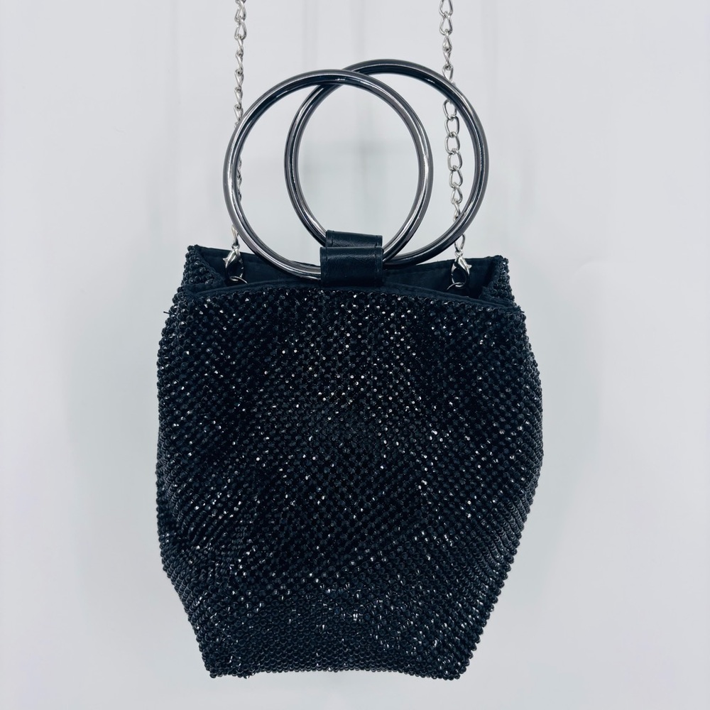Gunne Sax Jessica McClintock Gwen Retro 70’s Rhinestone Mesh Wristlet Crossbody
